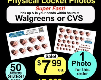 Physical Locket Photos- 50 different sizes. -Pick up at Walgreens within hours (You pay 84 cents in store) - Mother's Day - Birthday