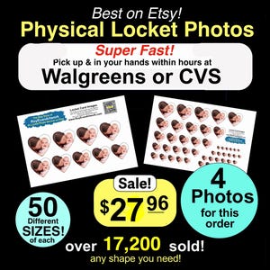 4 sets Locket Photos Sent to Walgreens- 50 different sizes Any Shape You Need
