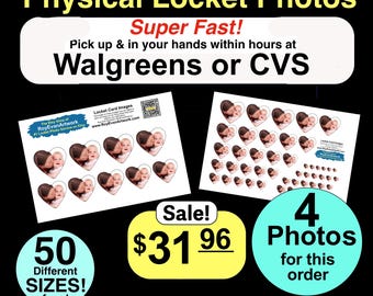 4 séries de photos de médaillon envoyées à Walgreens - 50 tailles différentes toutes les formes dont vous avez besoin
