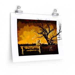 Premium Matte Poster of original artwork &quot;Bench Sitter&quot; by Roy Evan Burstiner - Modern Art - Graphic Design - Home & Office Decor