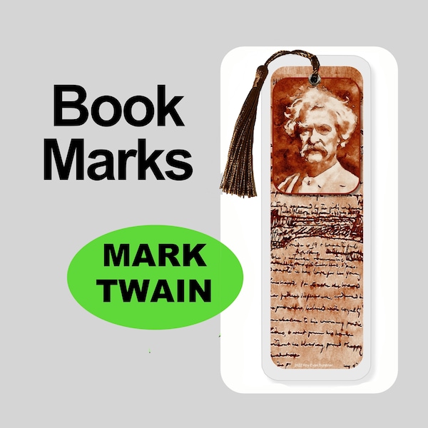 5" Book Mark - Mark Twain Theme - Laminated - Books - Library Gift - Book Lovers - Literature - Best Seller