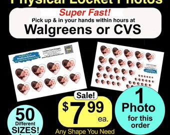 Fysieke medaillonfoto's: 50 verschillende maten. - Binnen enkele uren ophalen bij Walgreens (je betaalt 84 cent in de winkel) - Moederdag - Verjaardag