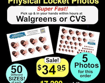 5 sets Locket Photos Sent to Walgreens- 50 different sizes Any Shape You Need