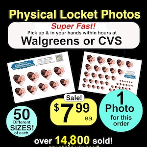 実物のロケット写真 - 50 種類のサイズ。 - 数時間以内に Walgreens で受け取る (店頭で 84 セントお支払いください) - 母の日 - 誕生日