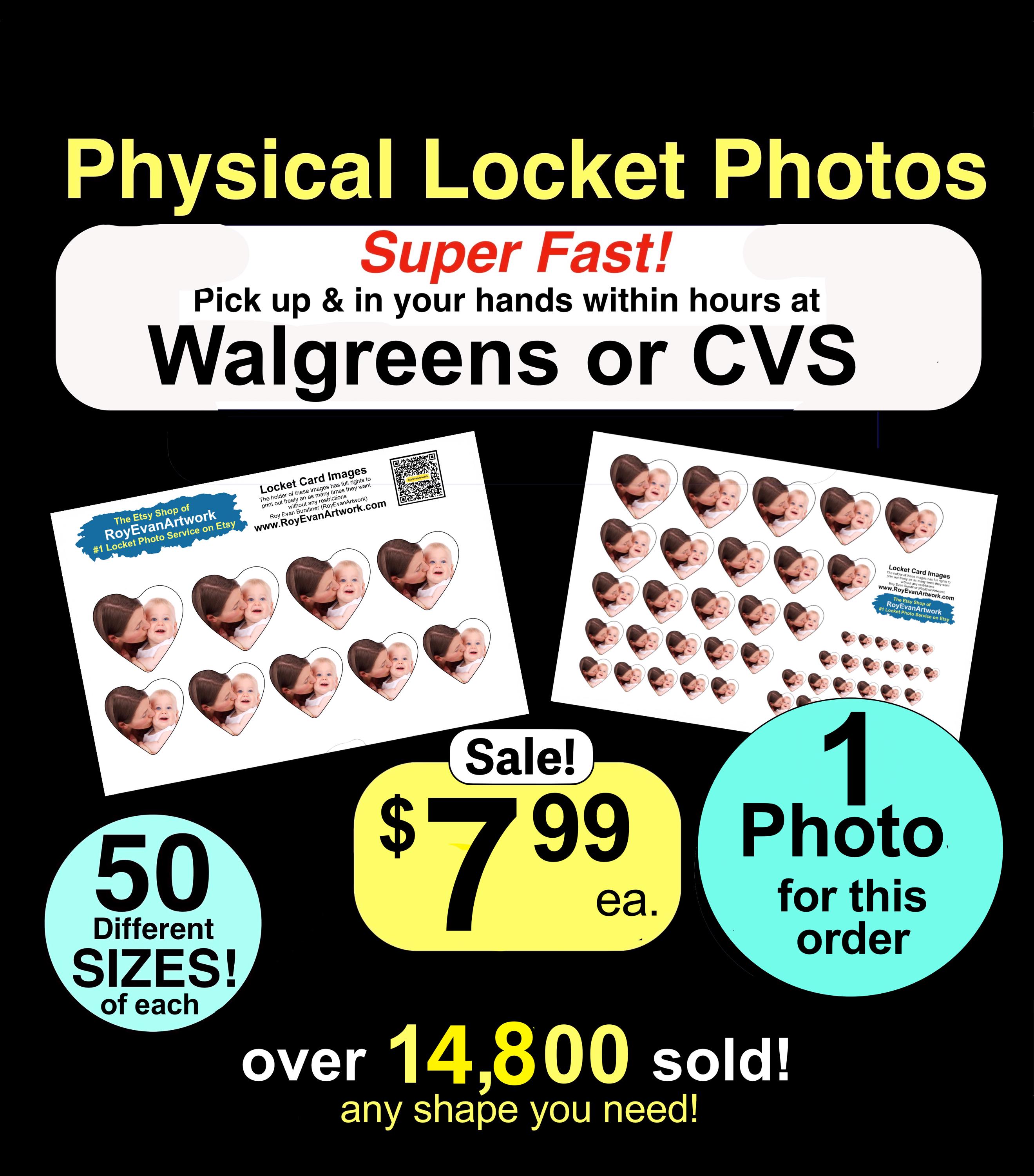 Photos de médaillon physique - 50 tailles différentes. - Retrait chez Walgreens en quelques heures (vous payez 84 cents en magasin) - Fête des Mères - Anniversaire