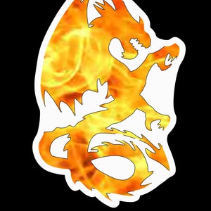 3" Flame Dragon Vinyl Waterproof Paper Sticker - Mythology - Best Seller