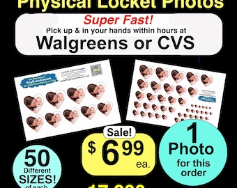 Physical Locket Photos- 50 different sizes. -Pick up at Walgreens within hours (You pay 84 cents in store) - Mother's Day - Birthday