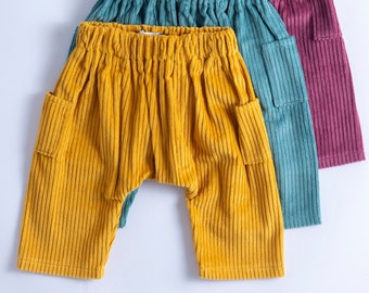 Pantalons RILEY en velours côtelé, filles, garçons, sarouel unisexe