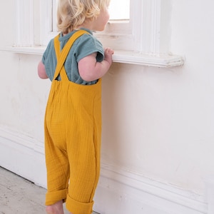 Mustard yellow FRANKIE Kids / Girls / Boys Knotted Cross-back Dungarees / Overalls