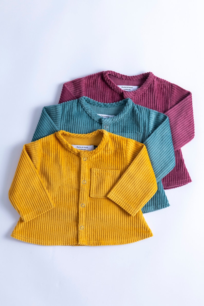 Children's corduroy jacket in Mustard, Teal & Berry colours