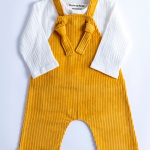 Mustard DYLAN Corduroy Dungarees, baby & childrens unisex trousers image 1