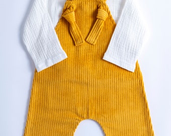 Mustard DYLAN Corduroy Dungarees, baby & childrens unisex trousers