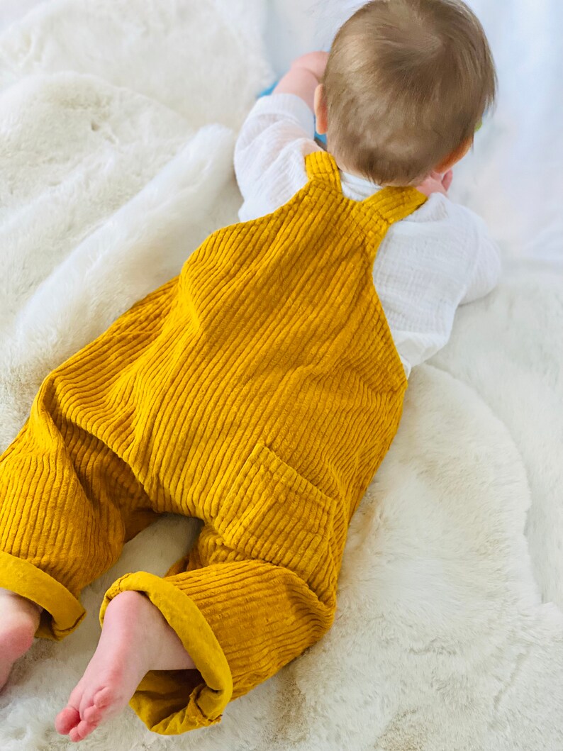 Mustard DYLAN Corduroy Dungarees, baby & childrens unisex trousers image 7
