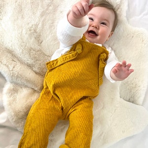 Mustard DYLAN Corduroy Dungarees, baby & childrens unisex trousers image 5