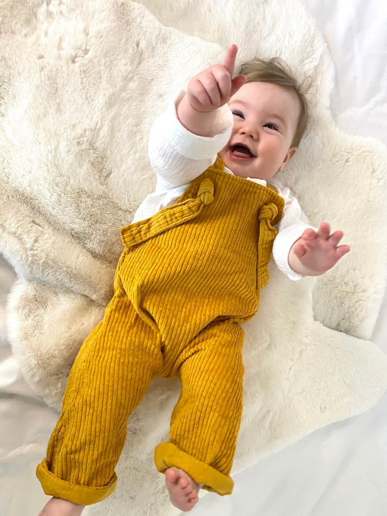 Mustard DYLAN Corduroy Dungarees, baby & childrens unisex trousers image 5