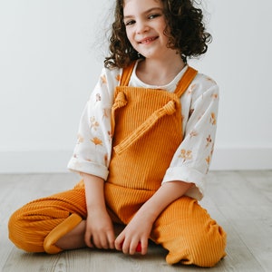 Mustard DYLAN Corduroy Dungarees, baby & childrens unisex trousers image 4