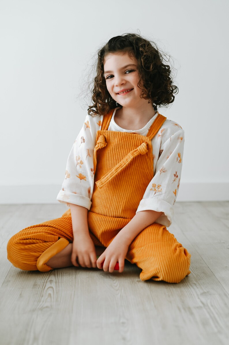 Mustard DYLAN Corduroy Dungarees, baby & childrens unisex trousers image 4