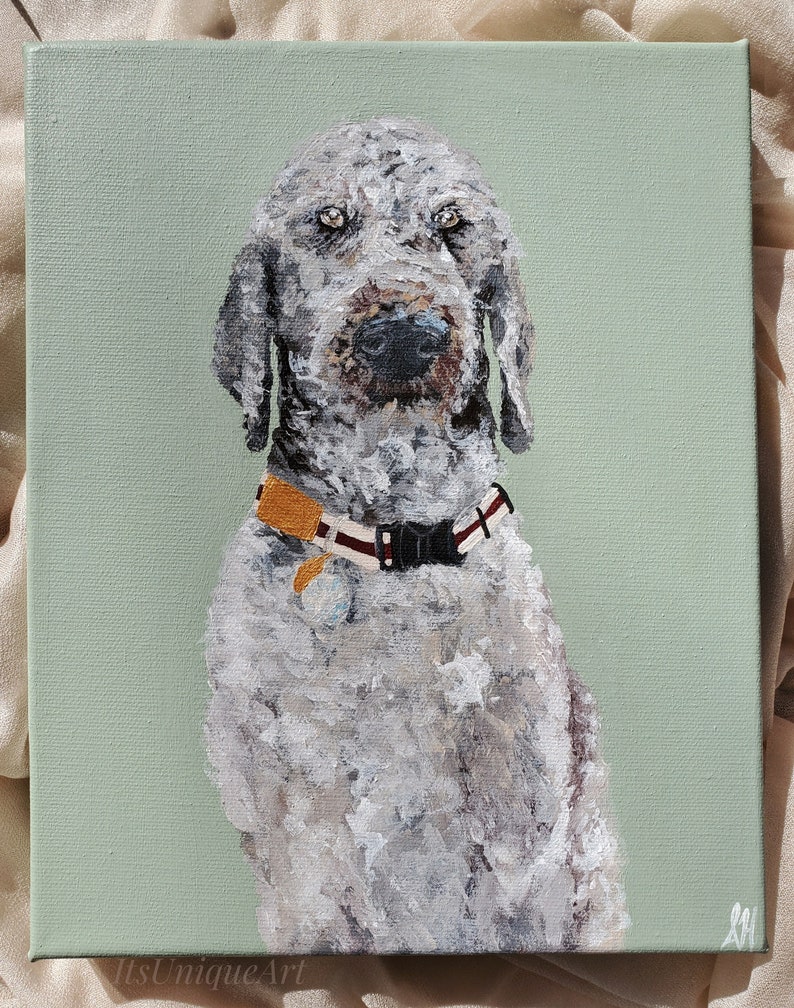 Custom pet portrait 8x10 Made to order acrylic on canvas personalized pet gift from photo Ready to hang image 2