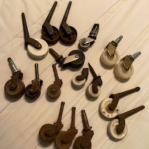 RANDOM LOT of EIGHT Old Castors Wheels  for Your Unique Needs