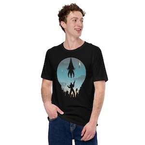 Shepard Earth Defense Unisex Gamer T-Shirt - Blue Light Cast