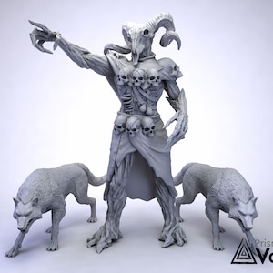 Leshy with Wolves / Forest Spirit / Leszy  - miniature for Dungeons & Dragons, tabletop RPG, Kings of War