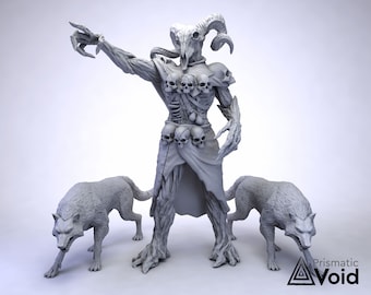Leshy with Wolves / Forest Spirit / Leszy - miniatuur voor Dungeons & Dragons, tabletop RPG, Kings of War