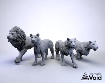 Lions / Big Cat / Companion - miniatures for Dungeons & Dragons, Pathfinder, tabletop RPG