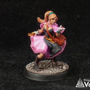 Kvinnlig trollkarlslärling - miniatyr för Dungeons & Dragons, bordsrollspel, Kings of War eller Frostgrave
