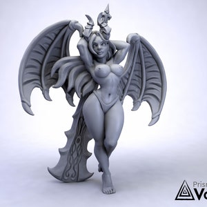 Succubus with a Sword / Winged Female Demon - miniature for Dungeons & Dragons, Pathfinder, tabletop RPG