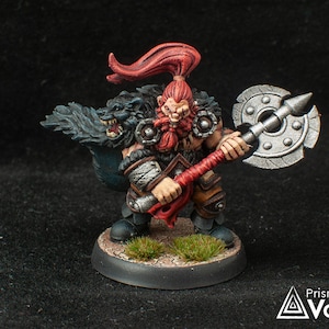 Savage Dwarven Tribesman / Barbarian - miniature for Dungeons & Dragons, tabletop RPG, Kings of War