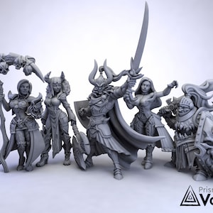 Adventurers Party / Evil Heroes vol. 10 - Wizard, Barbarian, Fighter, Sorceress, Paladin - miniatures for Dungeons & Dragons,RPG