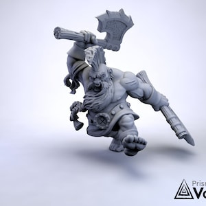 Charging Dwarf Slayer / Barbar - Miniatur für Dungeons & Dragons, RPG, Kings of War oder Frostgrave