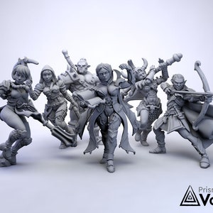 Adventurers Party / Heroes vol. 6 - Monk, Rogue, Fighter, Wizard, Barbarian, Ranger - miniatures for Dungeons & Dragons, RPG 5E