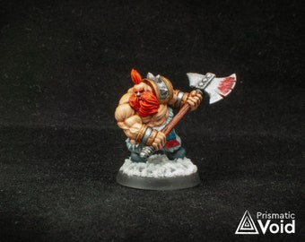 Dwarf Barbarian Slayer - miniature for Dungeons & Dragons, tabletop RPG, Kings of War or Frostgrave