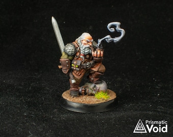 Veteran Dwarf Hero - miniature for Dungeons & Dragons, tabletop RPG, Kings of War or Frostgrave