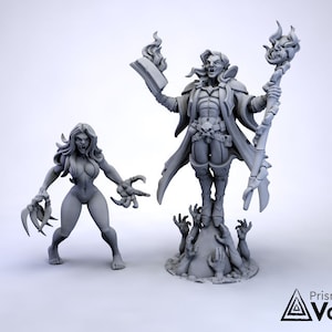 Vampire Lord with a Spawn Servant - miniatures for Dungeons & Dragons, tabletop RPG, Kings of War