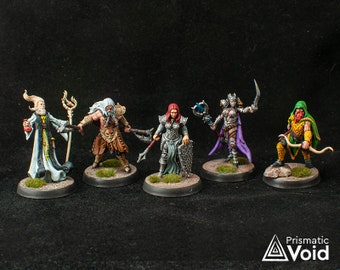 Adventurers Party / Heroes vol.2 - Barbarian, Cleric, Ranger, Sorcerer, Warlock - miniatures for Dungeons & Dragons, tabletop RPG