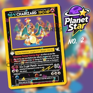 Jaren 90 Charizard - Planet Star 2 - tarjeta aangepaste - clásico TCG en retrostijl