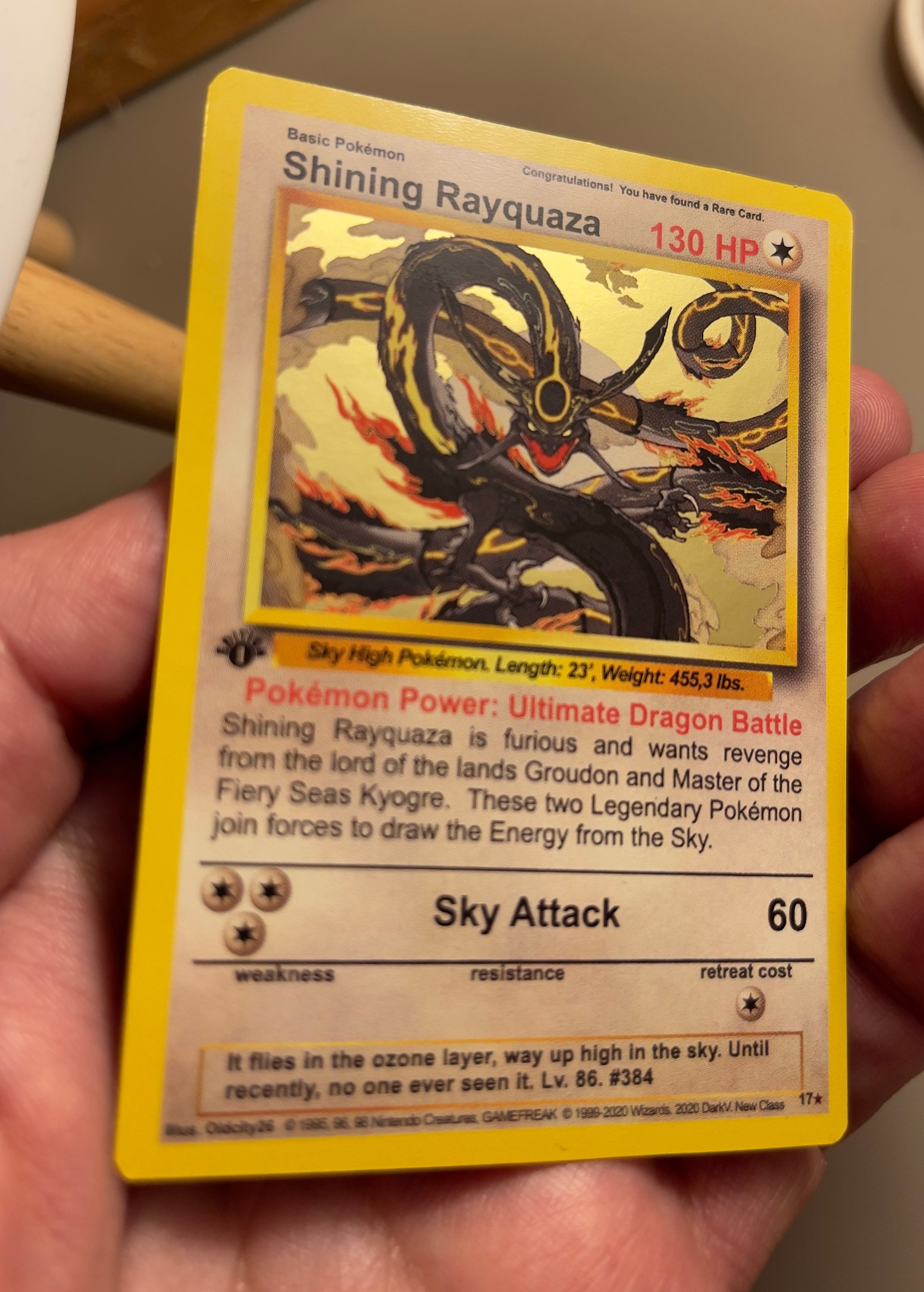 Shining Rayquaza Gold Holo Wotc Style Pokemon Art Card -  Israel