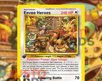 Eevee Heroes Eeveelution Kaart - Gym Box Art Style Klassieke Eeveelutions Set - Eevee Espeon Umbreon Sylveon Jolteon Flareon