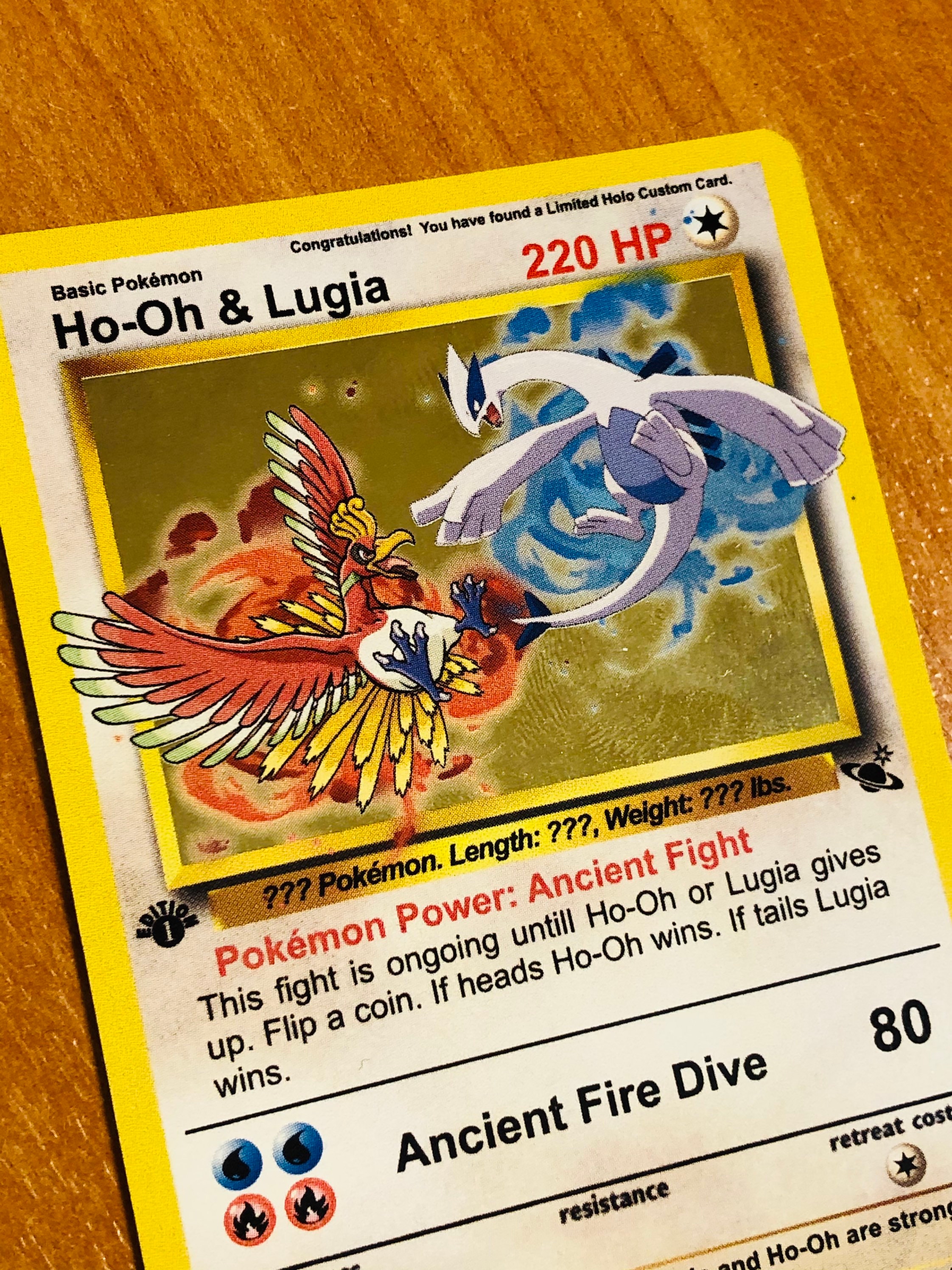 LOW PRICE Ho-oh & Lugia Holo Custom Pokemon Card. Great 