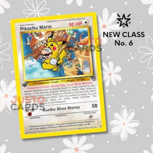 Pikachu Mario - Neue Klasse - Nieuwe Klasse Custom Pokemon Karte - Super Mario in Pikachu pak Power Up
