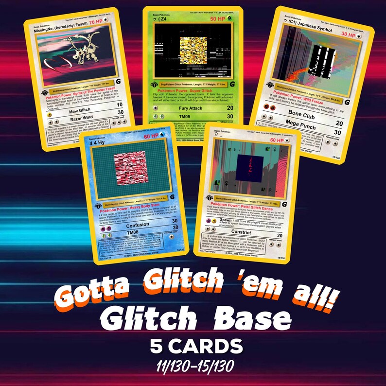GLITCH POKÉMON Glitch Base set 5 Cards 11/130 15/130 Gotta Etsy