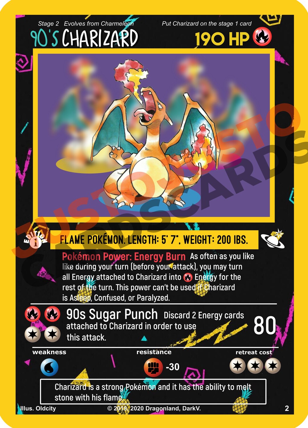 90's Charizard - Planet Star 2 - Custom Card - Retro Style Classic TCG ...