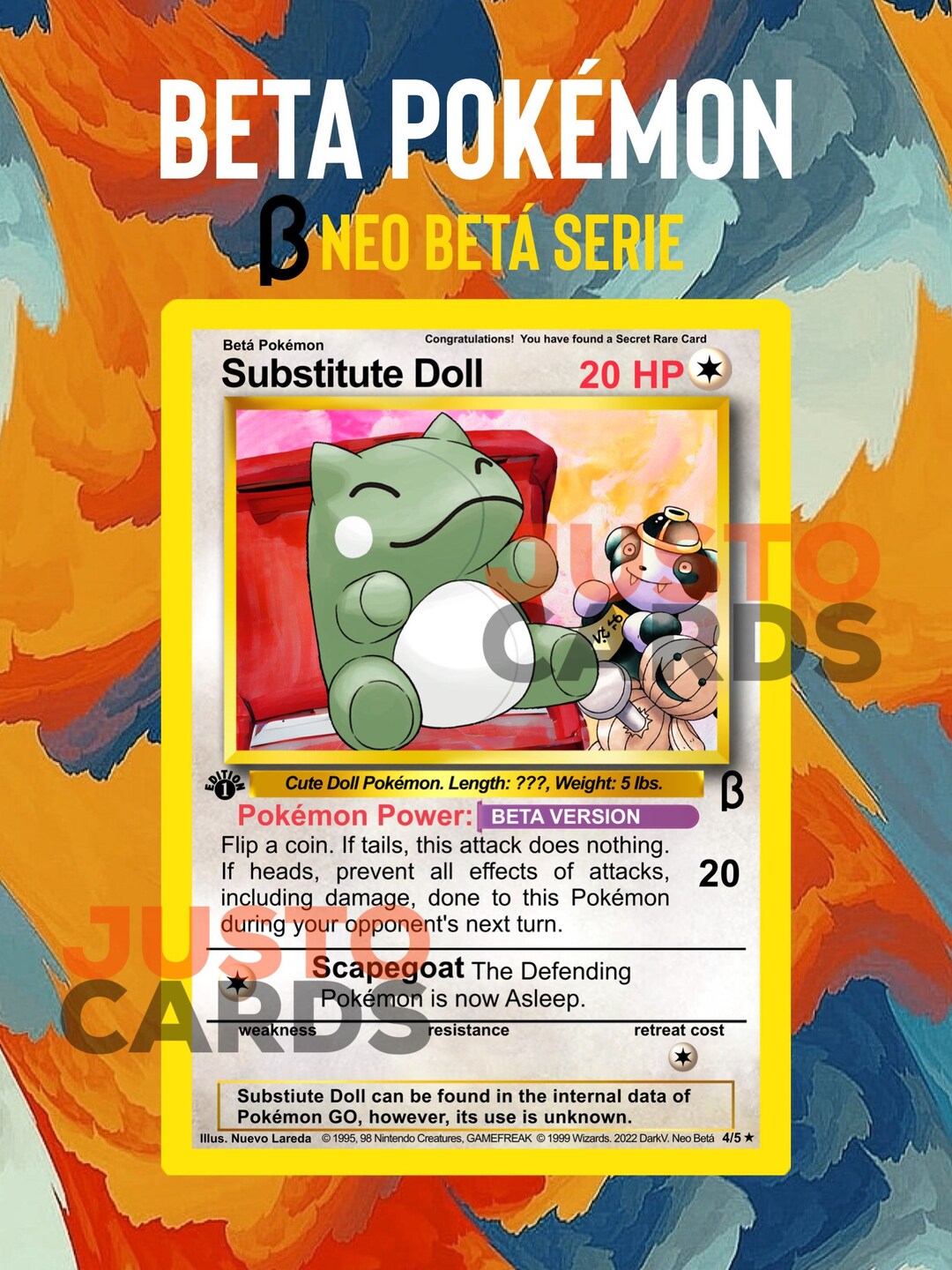 Beta Pokemon Vervangende Pop - Neo Beta 4/5 Aangepaste Pokemon Card - Etsy