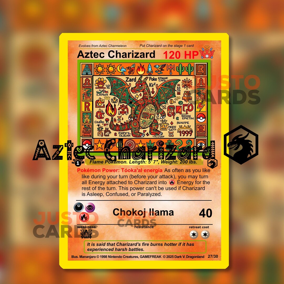 Aztech Pokemon Aztec Charizard - Dragonland No. 27 Custom Pokemon Card - Etsy UK