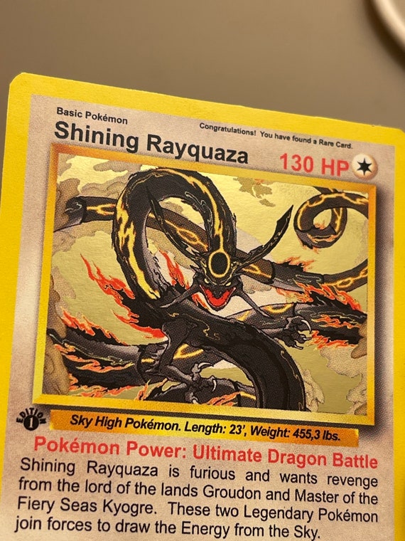 Shining Rayquaza Gold Holo Wotc Style Pokemon Art Card -  Israel