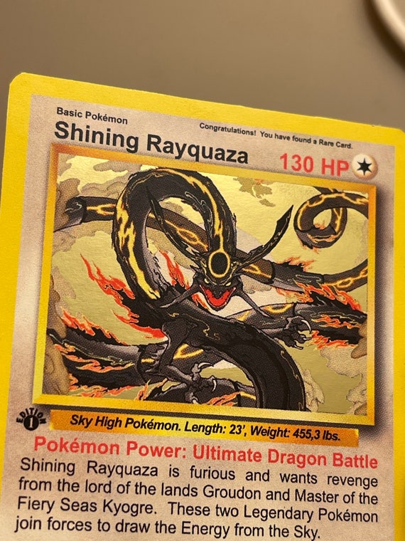 Shining Rayquaza Gold Holo Wotc Style Pokemon Art Card 