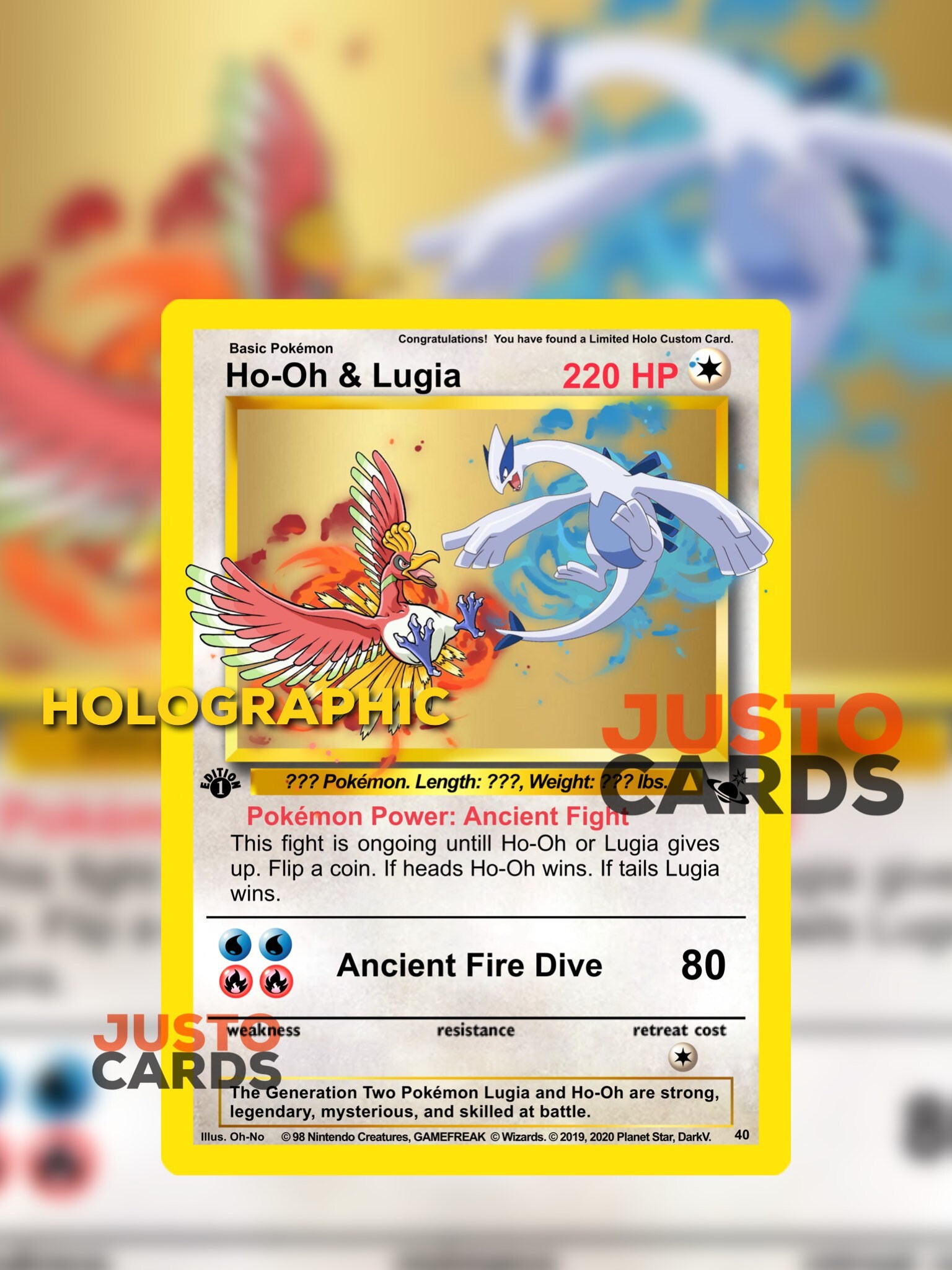 LOW PRICE Ho-oh & Lugia Holo Custom Pokemon Card. Great -  Denmark