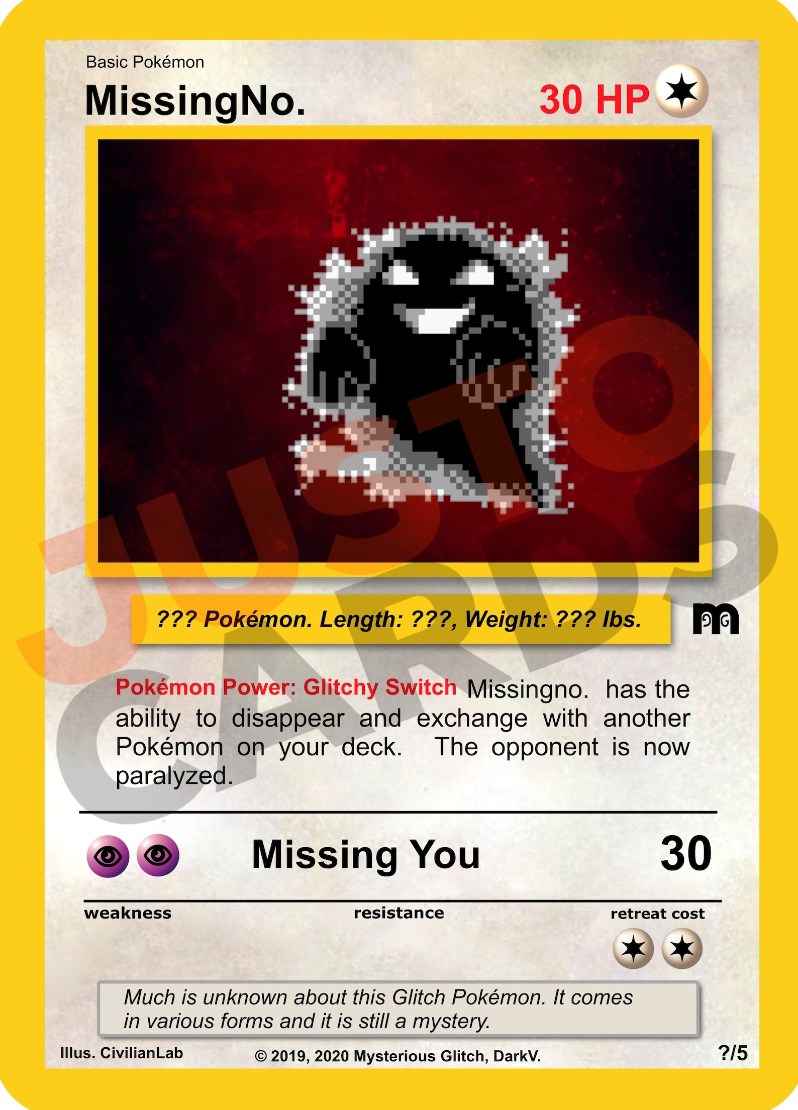 Missingno. Collection All 5 Cards Mysterious Glitch Pokemon | Etsy